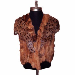 Vtg 80s Multicolor Animal Print Fur Vest S